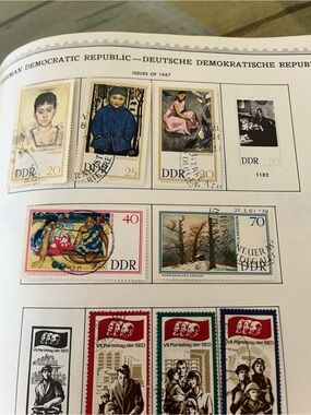 DDR Stamp Collection Page - Multicolor Accent Stamps a lot of 28 Stamps 1967